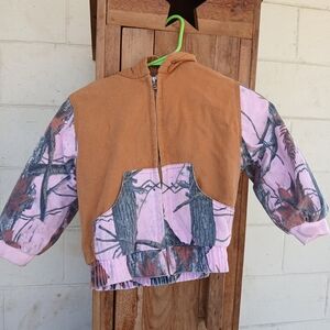 Camouflage Hooded Jacket with Pink and Brown